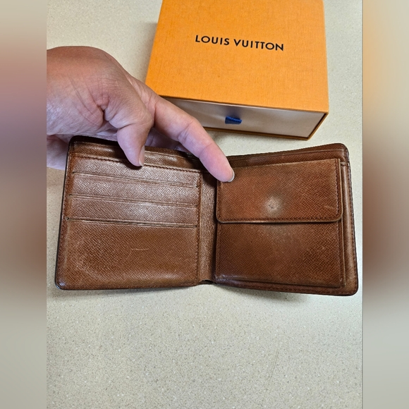 100% Authentic Vintage Louis Vuitton Brown MONOGRAM Mens Bi Fold - Picture 2 of 4